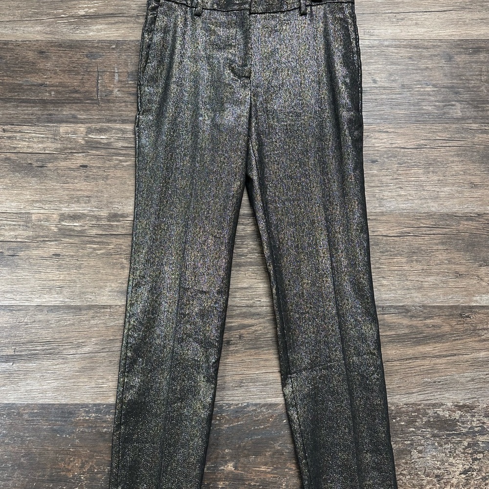 Ann Taylor Gold and Black Dress Pants with High Shine Finish